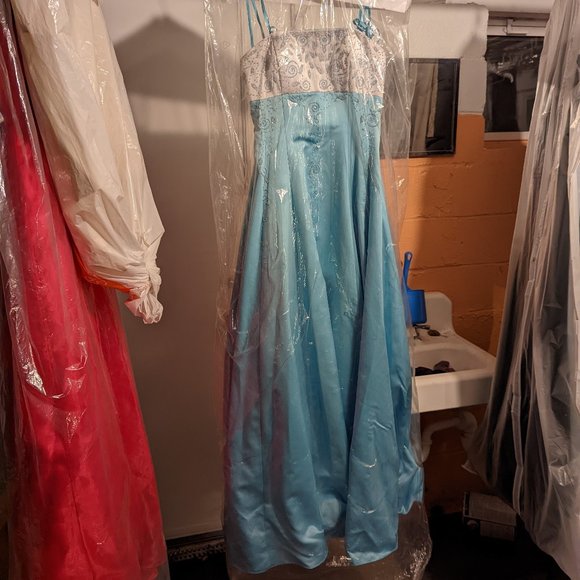 Blue and white prom dress - Picture 1 of 12